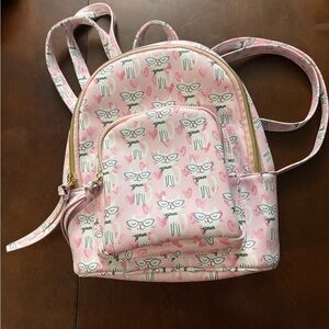 Kitty Pink Backpack with Cat and Heart Design